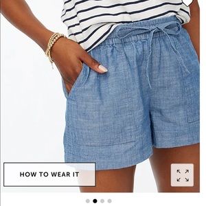 Jcrew linen blend drawstring shorts - chambray